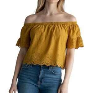 Madewell Eyelet Off-the-shoulder Top size L
